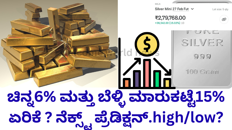 ಚಿನ್ನ6% ಮತ್ತು ಬೆಳ್ಳಿ ಮಾರುಕಟ್ಟೆ15% ಏರಿಕೆ ? ನೆಕ್ಸ್ಟ್ ಪ್ರೆಡಿಕ್ಷನ್.high/low?